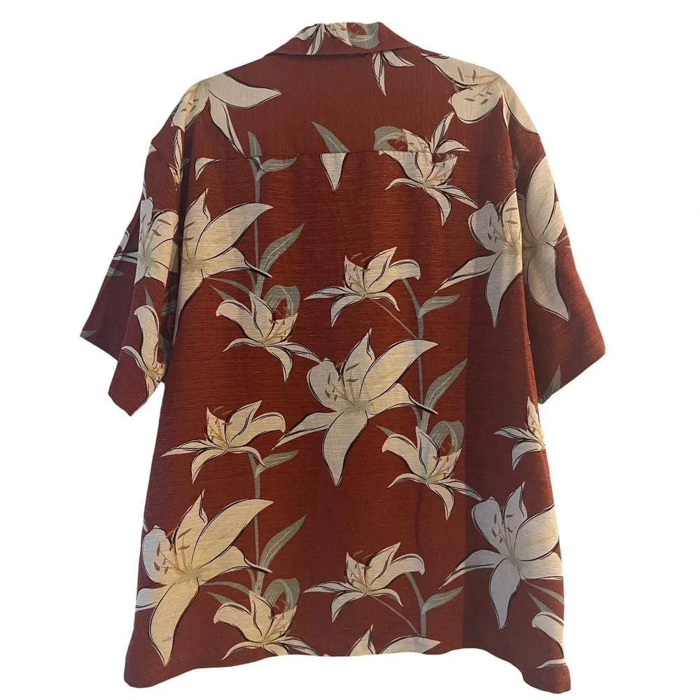 Pendleton Men's Rust and Cream Floral Button-Down Camp Shirt - Picture 3 of 6